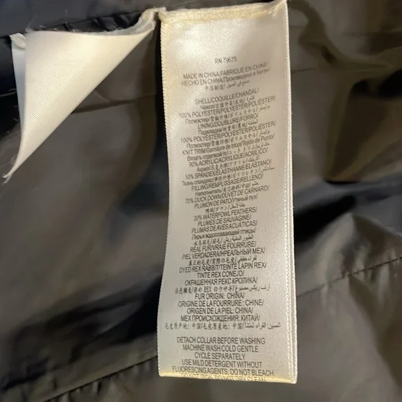 BCBGMaxazria Beautiful Black Puffer Knee Length Coat Removable Fur -XS- #0044 - Picture 13 of 16